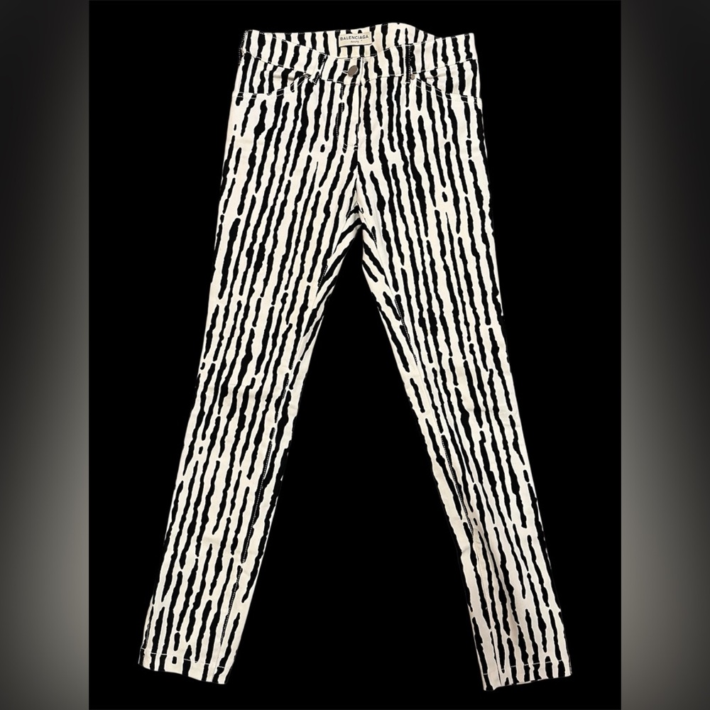 ✨BALENCIAGA✨Black and White Print Skinny Leg Jeans